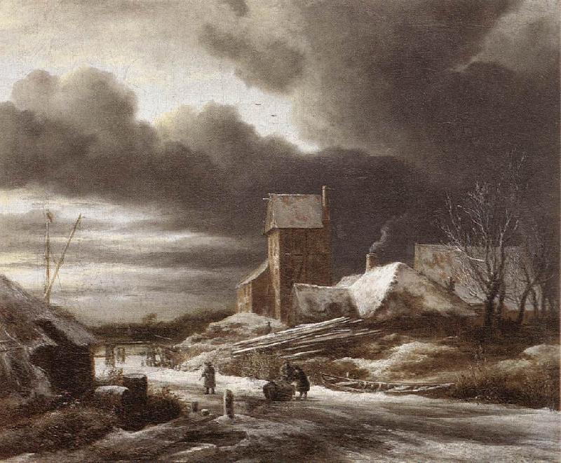 RUISDAEL, Jacob Isaackszon van Winter Landscape af oil painting picture